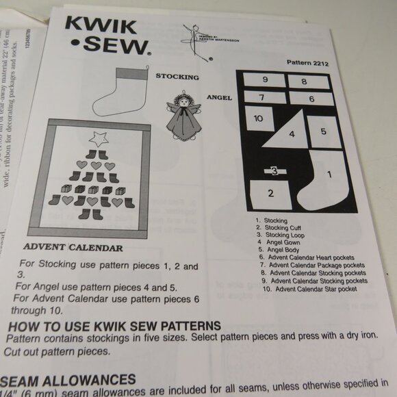 Kwik Sew 2212 Clothing Sewing Pattern NEW UNOPENED Christmas Advent Calendar - Picture 4 of 8